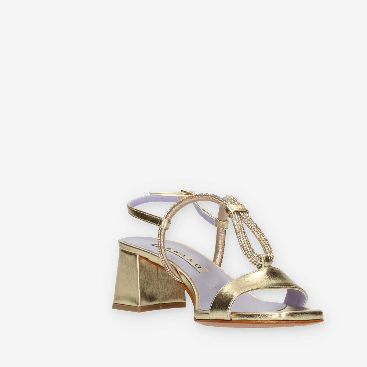 Albano Sandali platino con strass e tacco largo