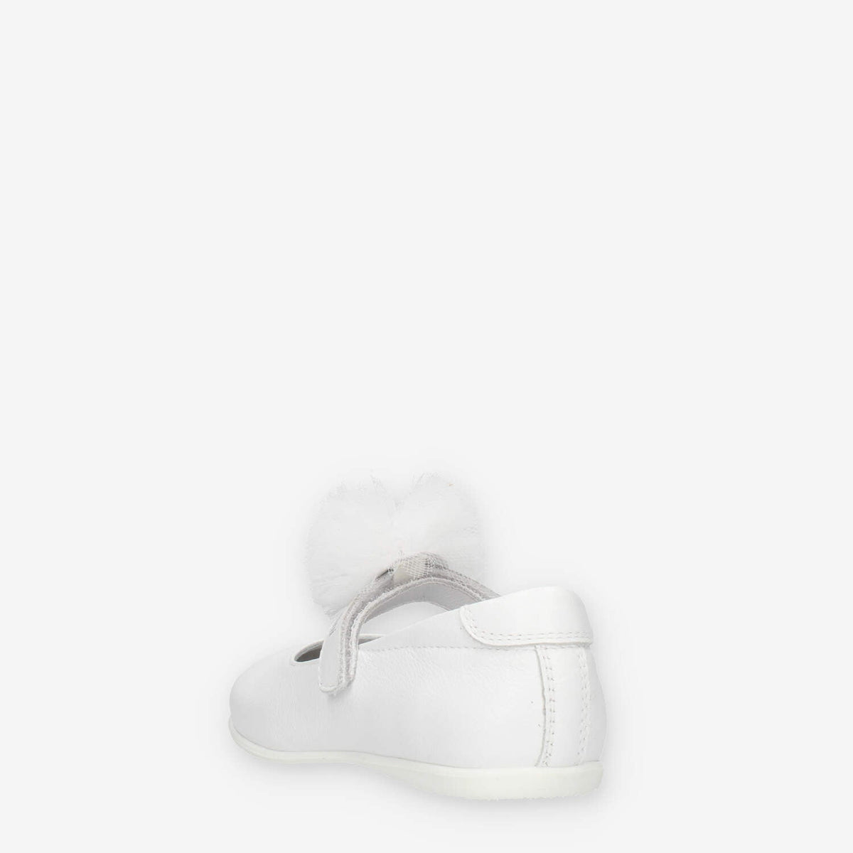 Nero Giardini Ballerine bianche da bimba con pon pon di tulle