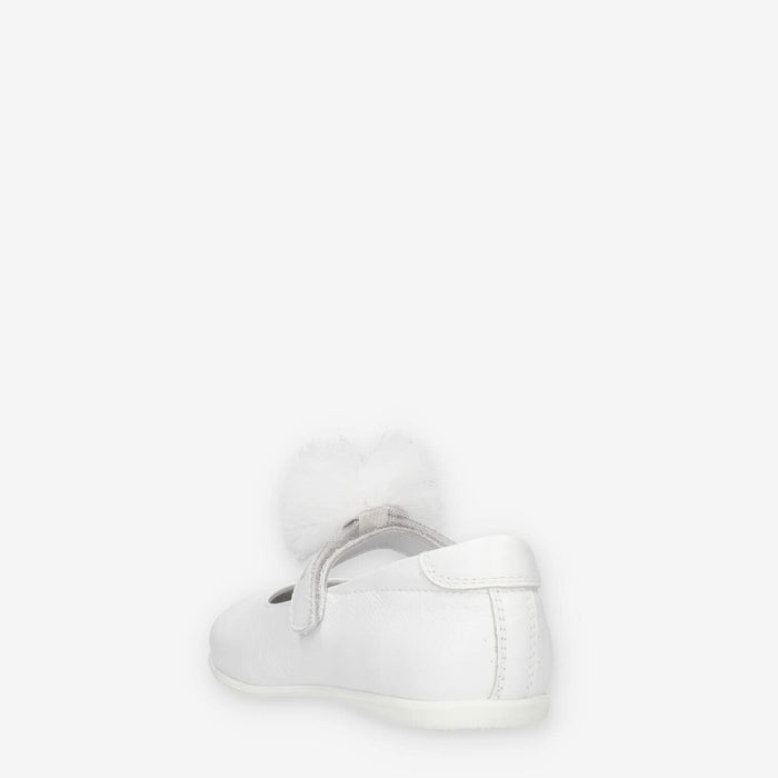Nero Giardini Ballerine bianche da bimba con pon pon di tulle