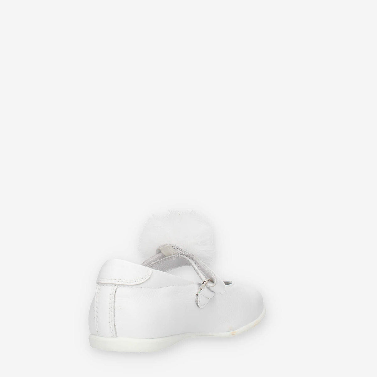 Nero Giardini Ballerine bianche da bimba con pon pon di tulle
