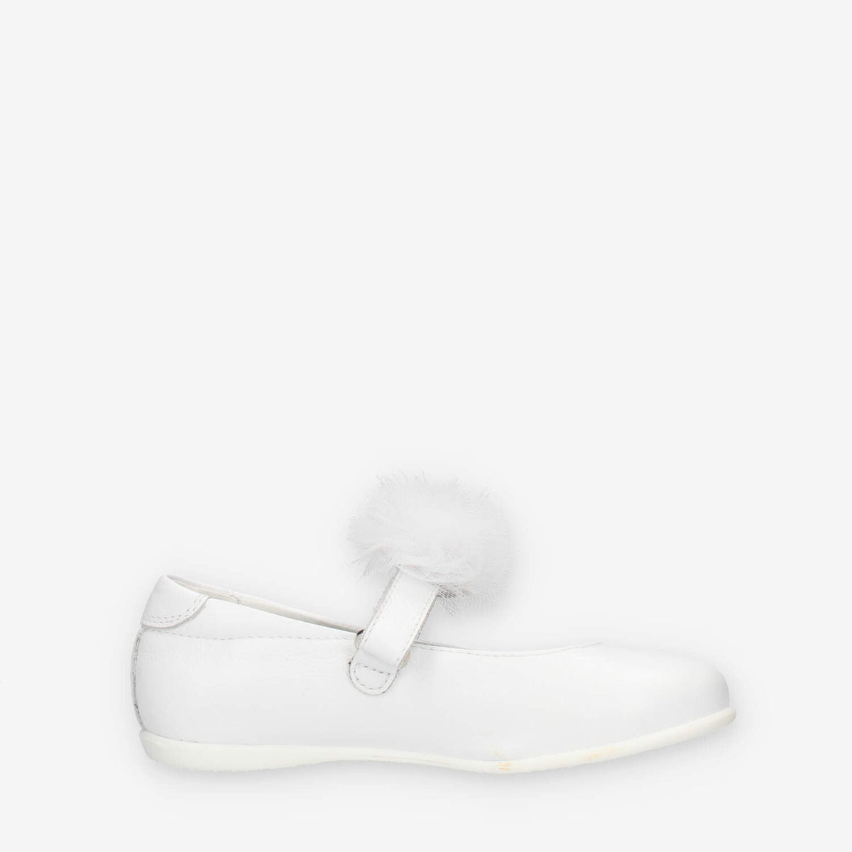 Nero Giardini Ballerine bianche da bimba con pon pon di tulle