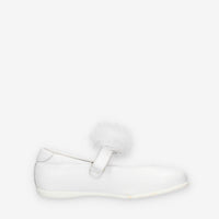 Nero Giardini Ballerine bianche da bimba con pon pon di tulle