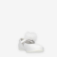 Nero Giardini Ballerine bianche da bimba con pon pon di tulle
