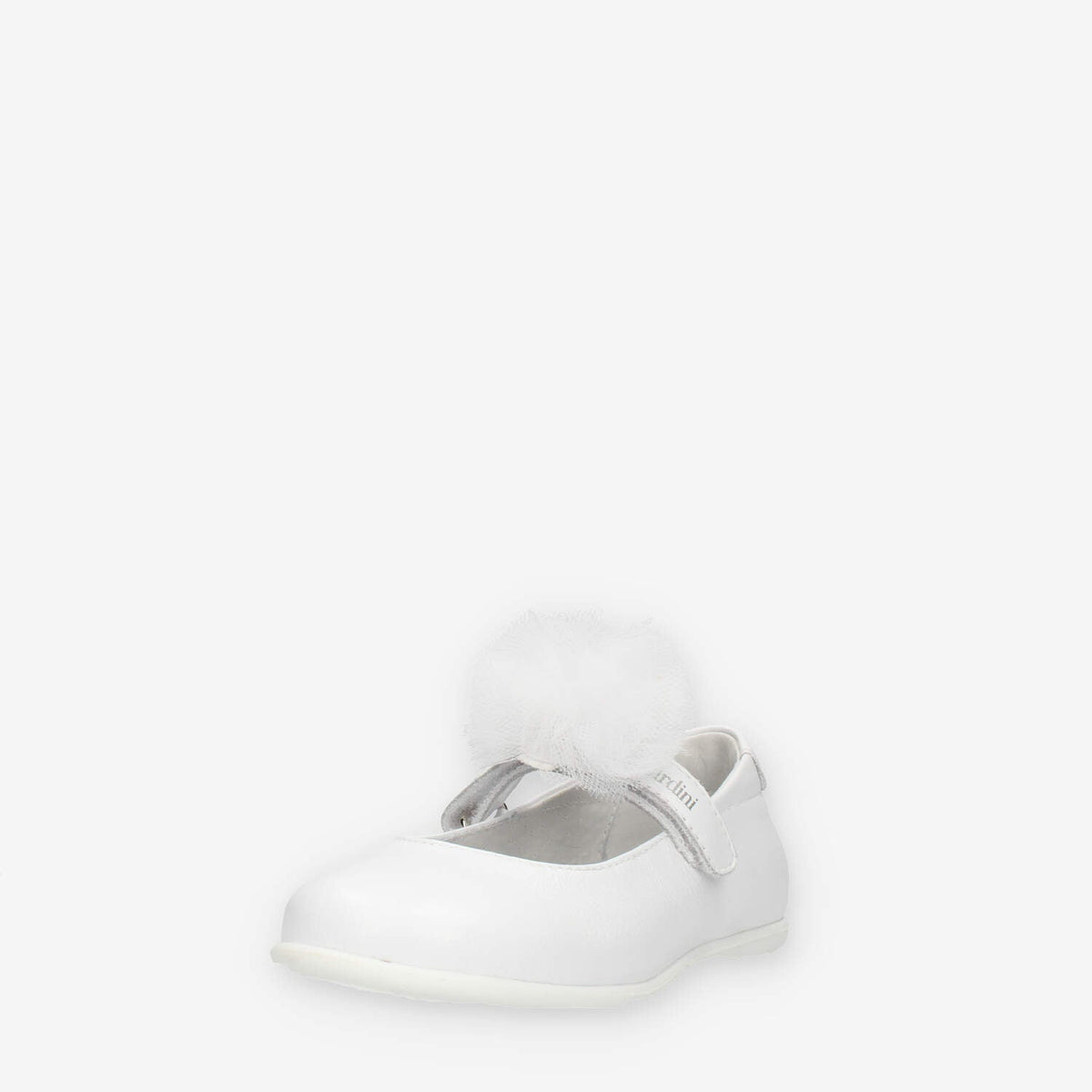 Nero Giardini Ballerine bianche da bimba con pon pon di tulle