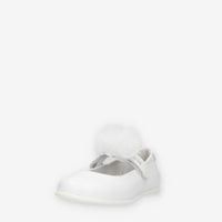 Nero Giardini Ballerine bianche da bimba con pon pon di tulle