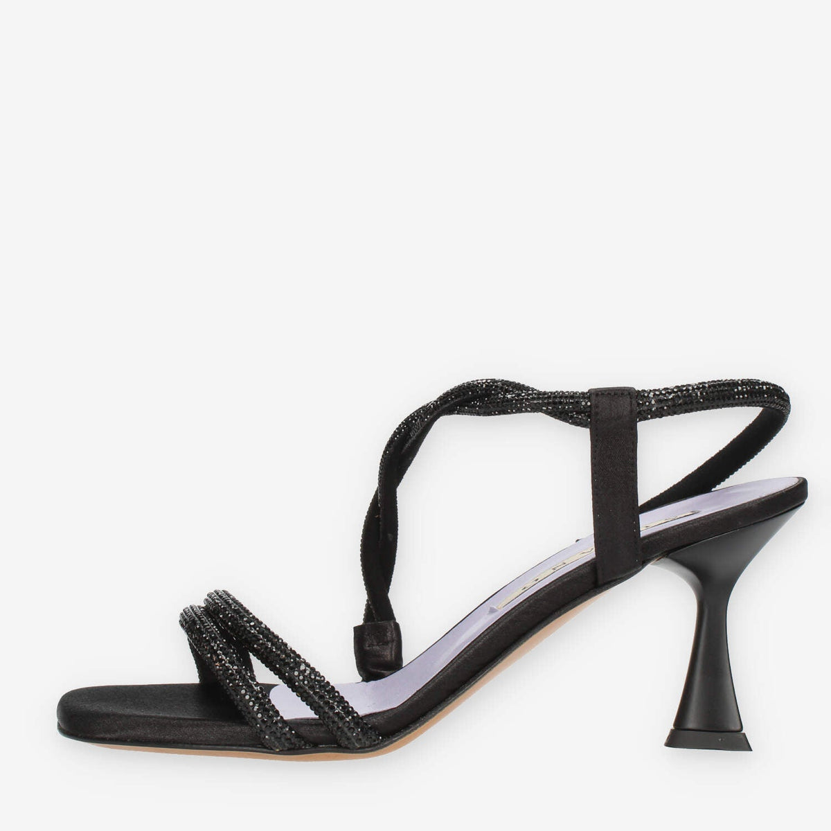 Albano Sandali in raso neri con strass