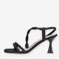 Albano Sandali in raso neri con strass