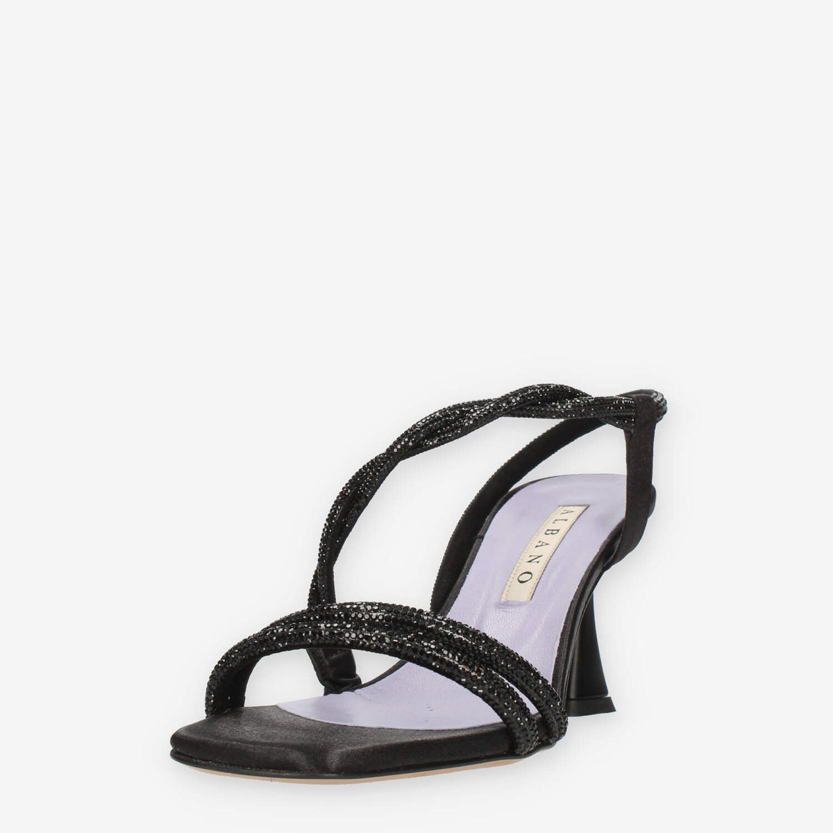 Albano Sandali in raso neri con strass