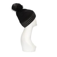 Cappello con strass e pon pon