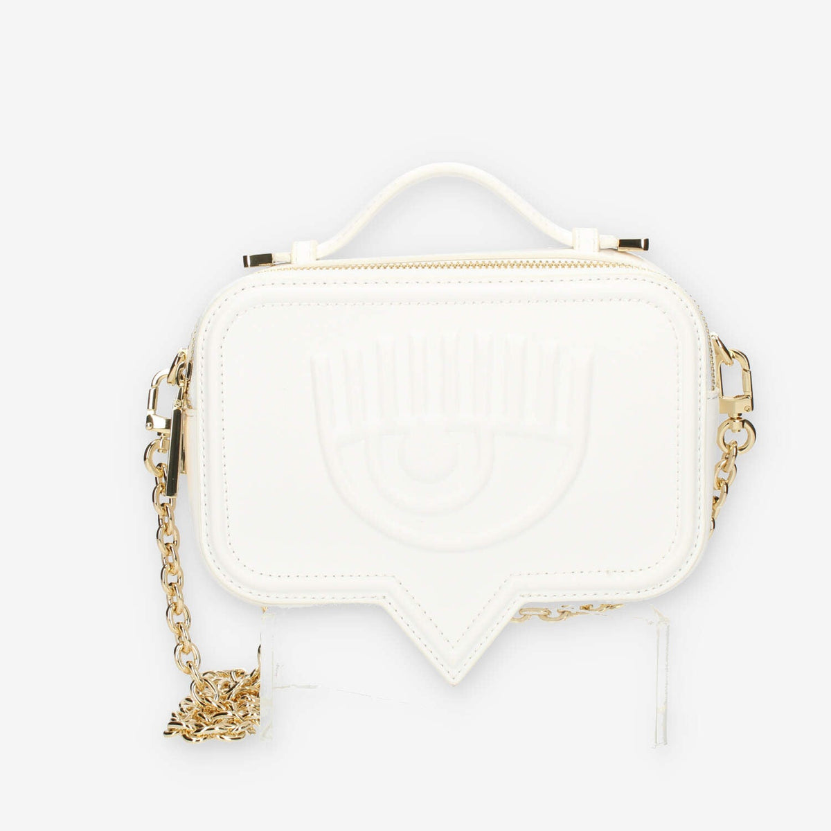 Chiara Ferragni Eyelike Bags Borsa a tracolla bianca doppio scomparto