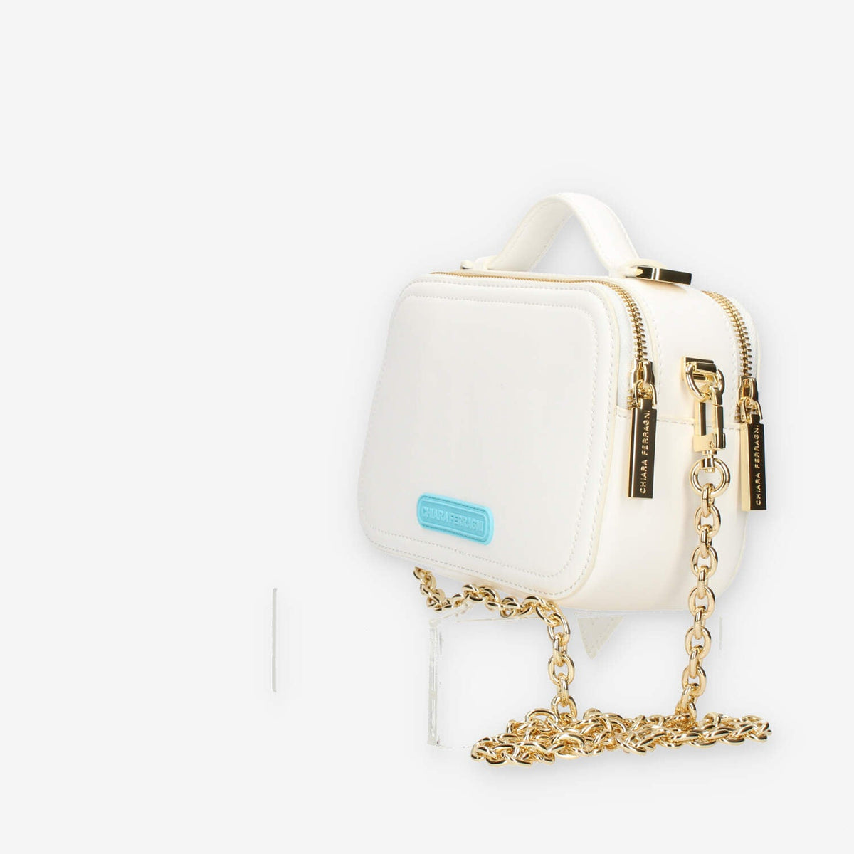 Chiara Ferragni Eyelike Bags Borsa a tracolla bianca doppio scomparto