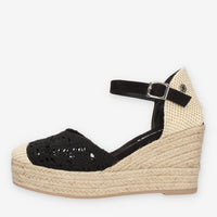 Refresh Sandali neri da donna modello espadrillas