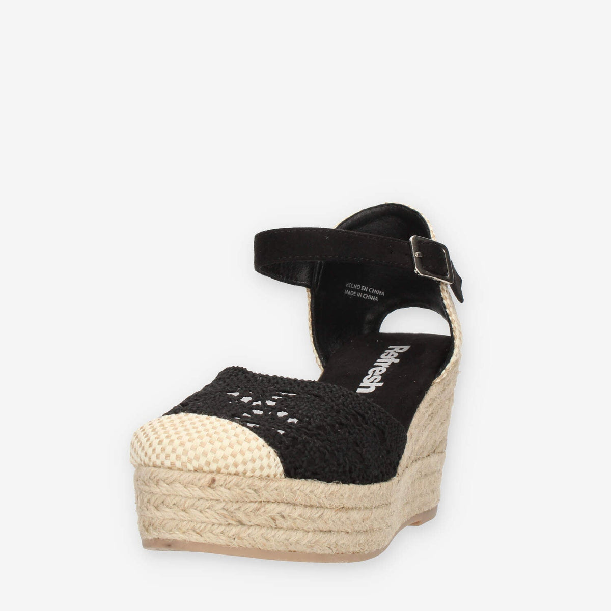 Refresh Sandali neri da donna modello espadrillas