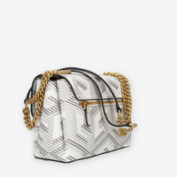 Guess Montreal Borsetta a tracolla a 3 scomparti bianca con lucchetto