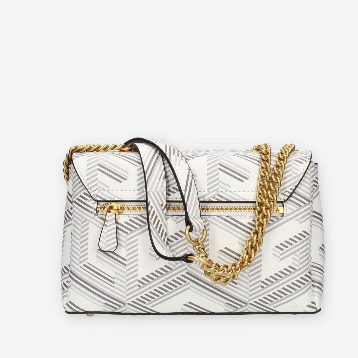 Guess Montreal Borsetta a tracolla a 3 scomparti bianca con lucchetto