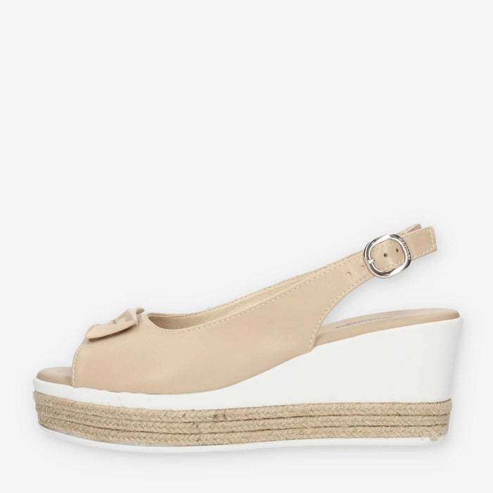 Nero Giardini Sandali spuntati beige da donna con zeppa con corda
