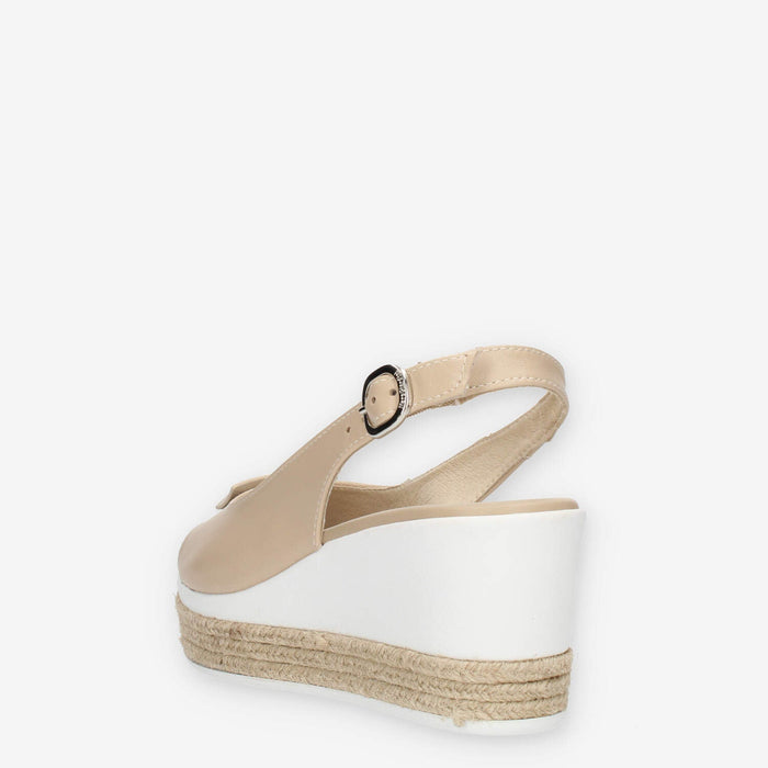 Nero Giardini Sandali spuntati beige da donna con zeppa con corda