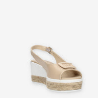 Nero Giardini Sandali spuntati beige da donna con zeppa con corda