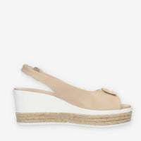 Nero Giardini Sandali spuntati beige da donna con zeppa con corda