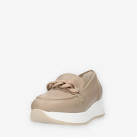 Melluso Carla Dec Mocassini taupe con zeppa