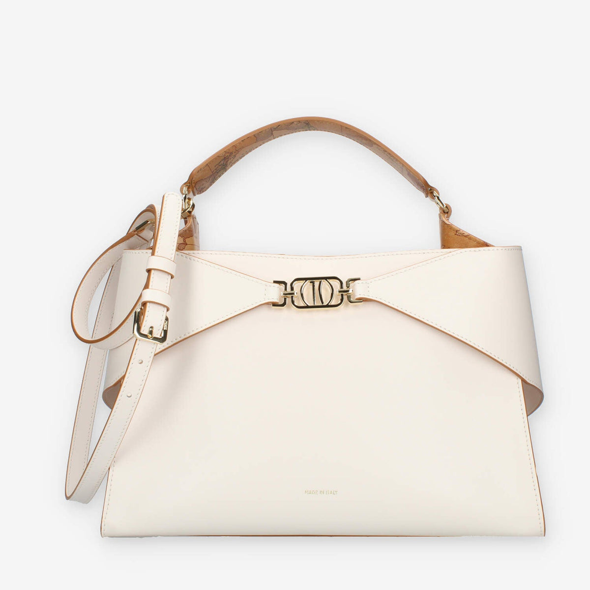 Alviero Martini Prima Classe Borsa a mano a 3 scomparti in pelle avorio