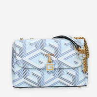 Guess Montreal Borsetta a tracolla a 3 scomparti azzurra con lucchetto