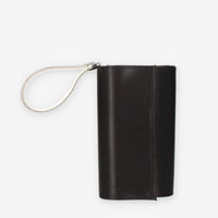 Scarlett Pochette da donna in raso nera con polsiera ricoperta di strass