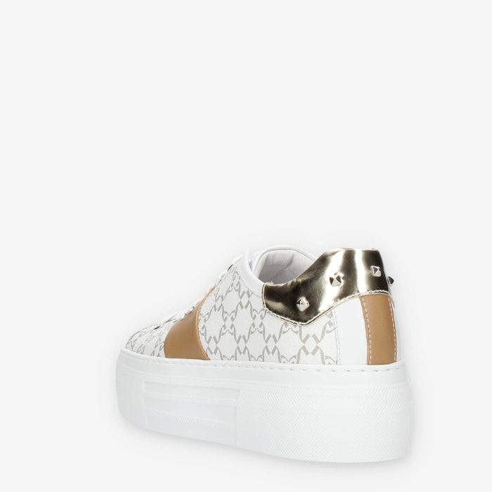 Nero Giardini Sneakers da donna bianche e cuoio logate