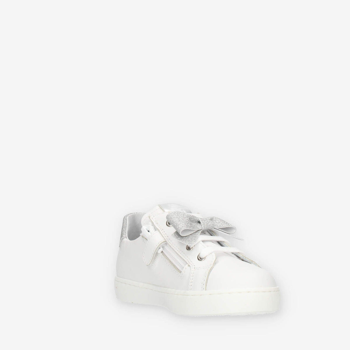Nero giardini Sneakers basse bianche con fiocco glitterato