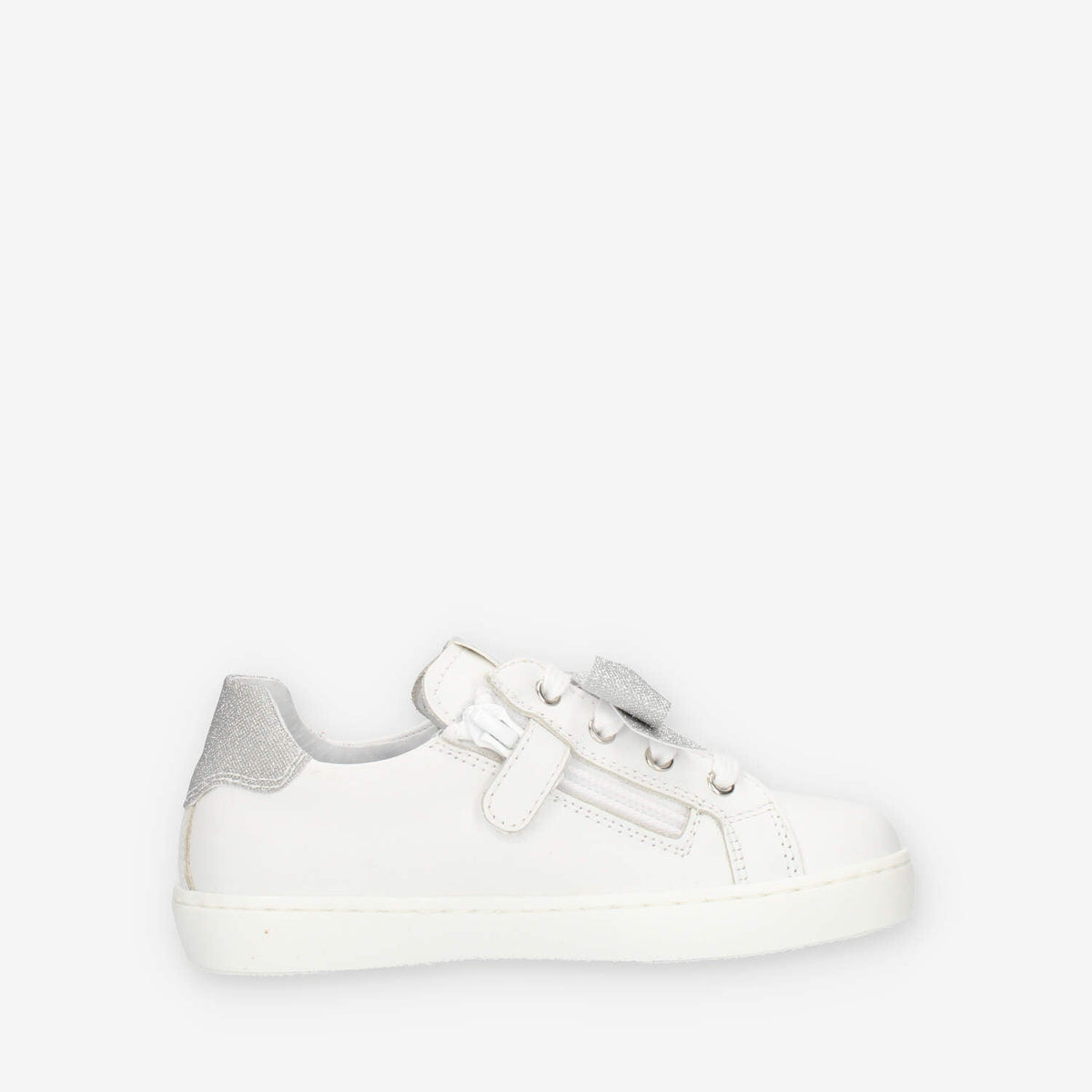 Nero giardini Sneakers basse bianche con fiocco glitterato