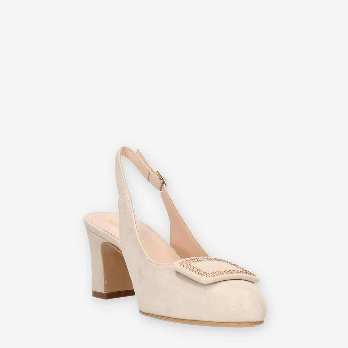 Melluso Simona 60 Decolletè modello chanel glitterate beige con strass