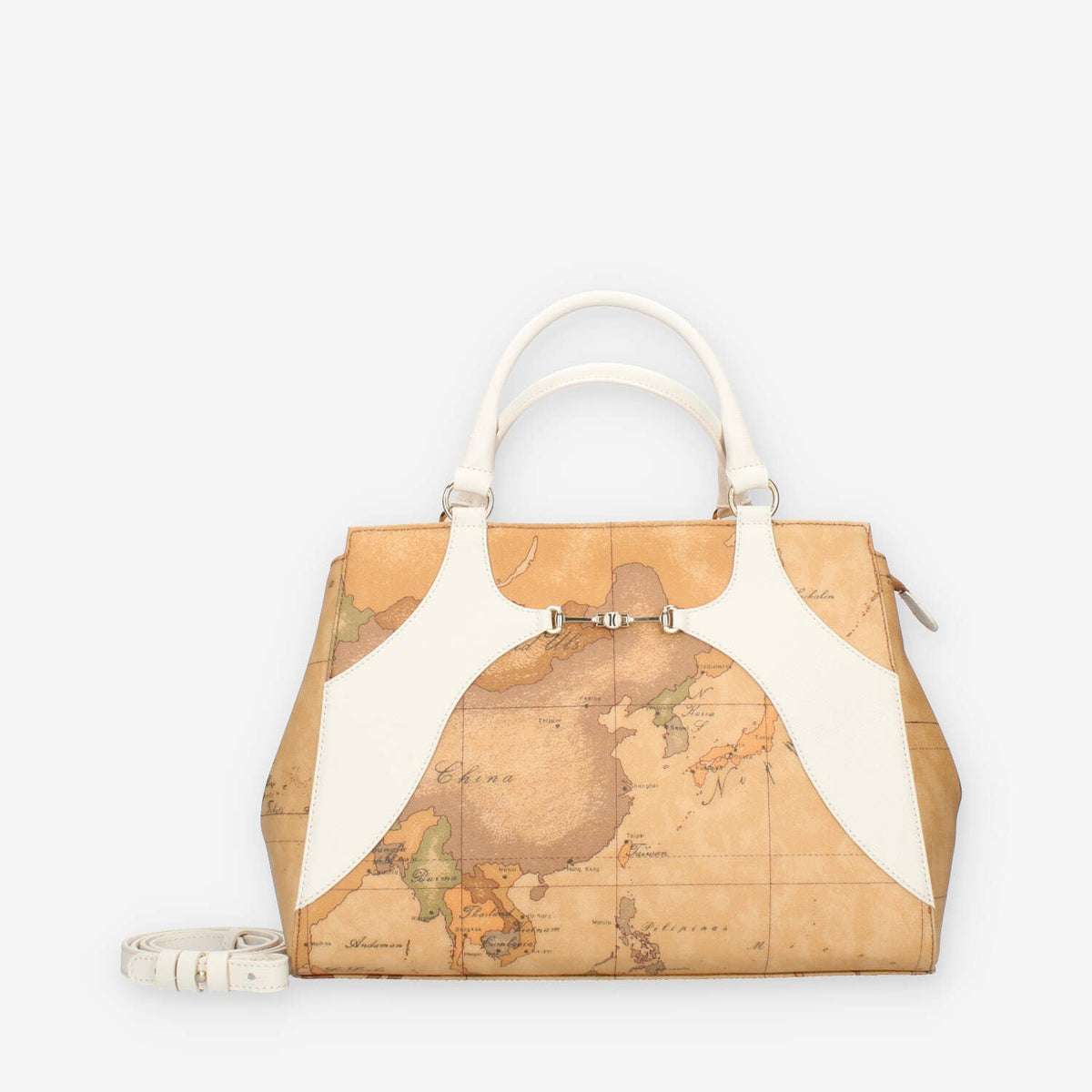 Alviero Martini Prima Classe Borsa a mano con tracolla Geo Classic e avorio