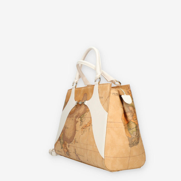 Alviero Martini Prima Classe Borsa a mano con tracolla Geo Classic e avorio