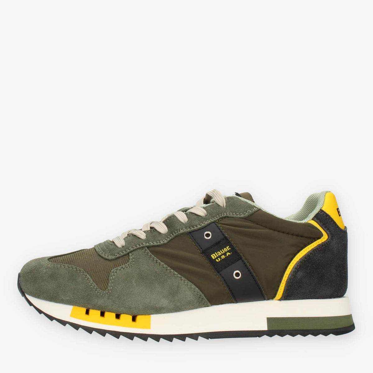 Blauer Queens Sneakers da uomo in camoscio e tessuto verde militare