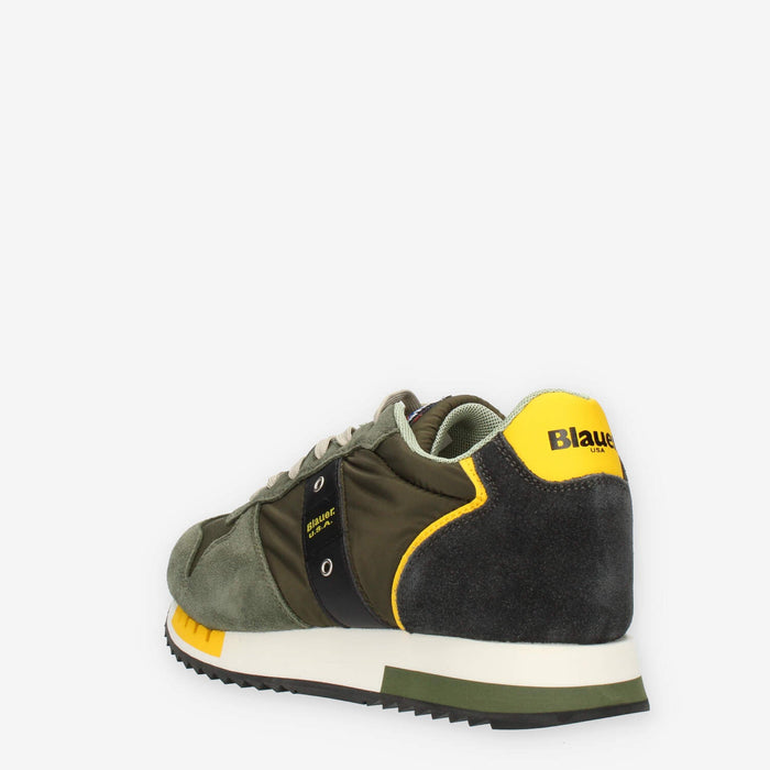 Blauer Queens Sneakers da uomo in camoscio e tessuto verde militare