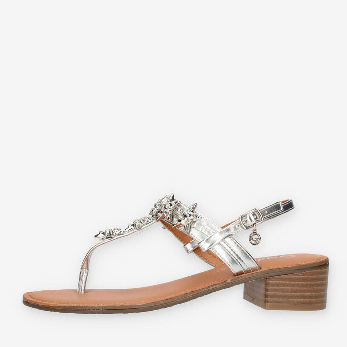 Gardini Spirit Sandali infradito argento con pietre applicate