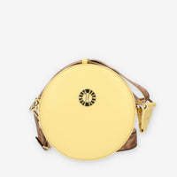 Alviero Martini Prima Classe Borsetta a tracolla tonda gialla con tracolla Geo Classic