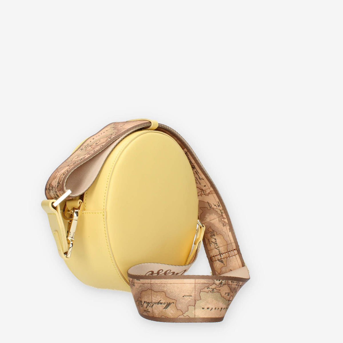 Alviero Martini Prima Classe Borsetta a tracolla tonda gialla con tracolla Geo Classic