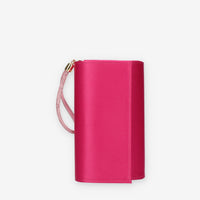 Scarlett Pochette da donna in raso fuxia con polsiera ricoperta di strass