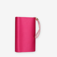 Scarlett Pochette da donna in raso fuxia con polsiera ricoperta di strass