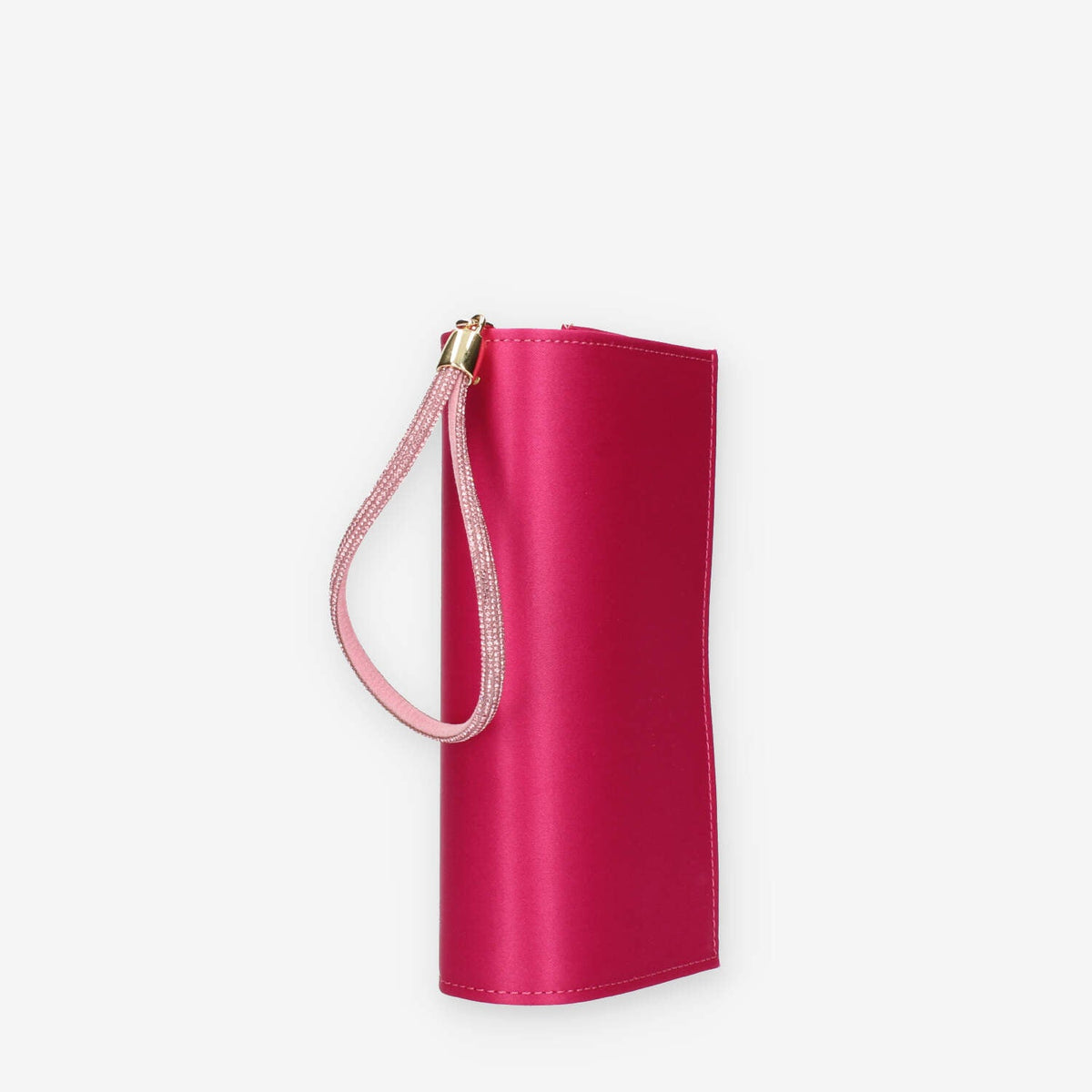 Scarlett Pochette da donna in raso fuxia con polsiera ricoperta di strass