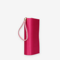 Scarlett Pochette da donna in raso fuxia con polsiera ricoperta di strass
