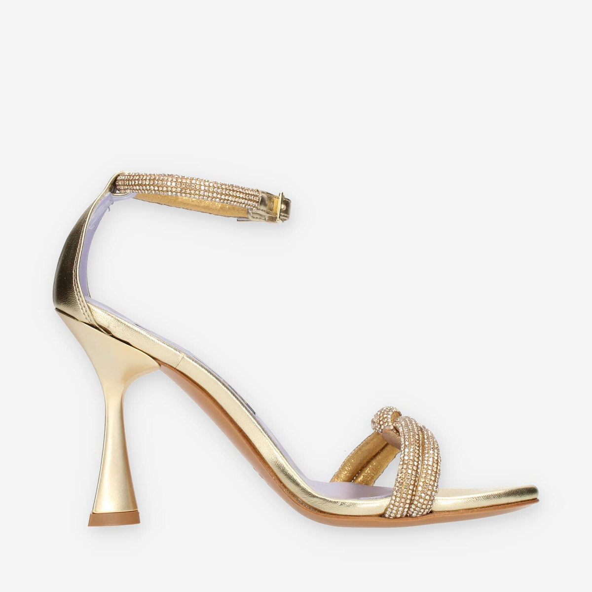 Albano Sandali da donna platino con strass e tacco