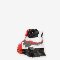 Bull Boys T-Rex Sneakers alte bianche rosse e nere da bimbo con luci