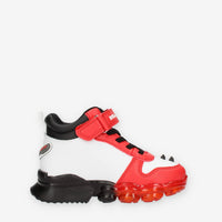 Bull Boys T-Rex Sneakers alte bianche rosse e nere da bimbo con luci