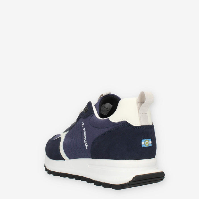 La Martina Sneakers da uomo blu pelle e tessuto