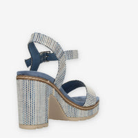 Refresh Sandali azzurri da donna con tacco e plateau rivestiti
