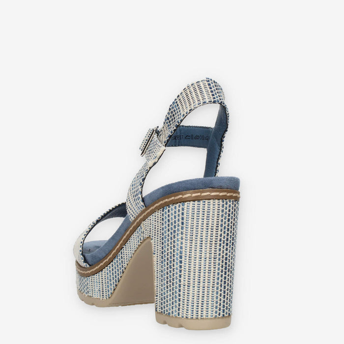 Refresh Sandali azzurri da donna con tacco e plateau rivestiti