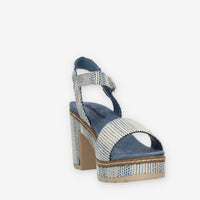Refresh Sandali azzurri da donna con tacco e plateau rivestiti