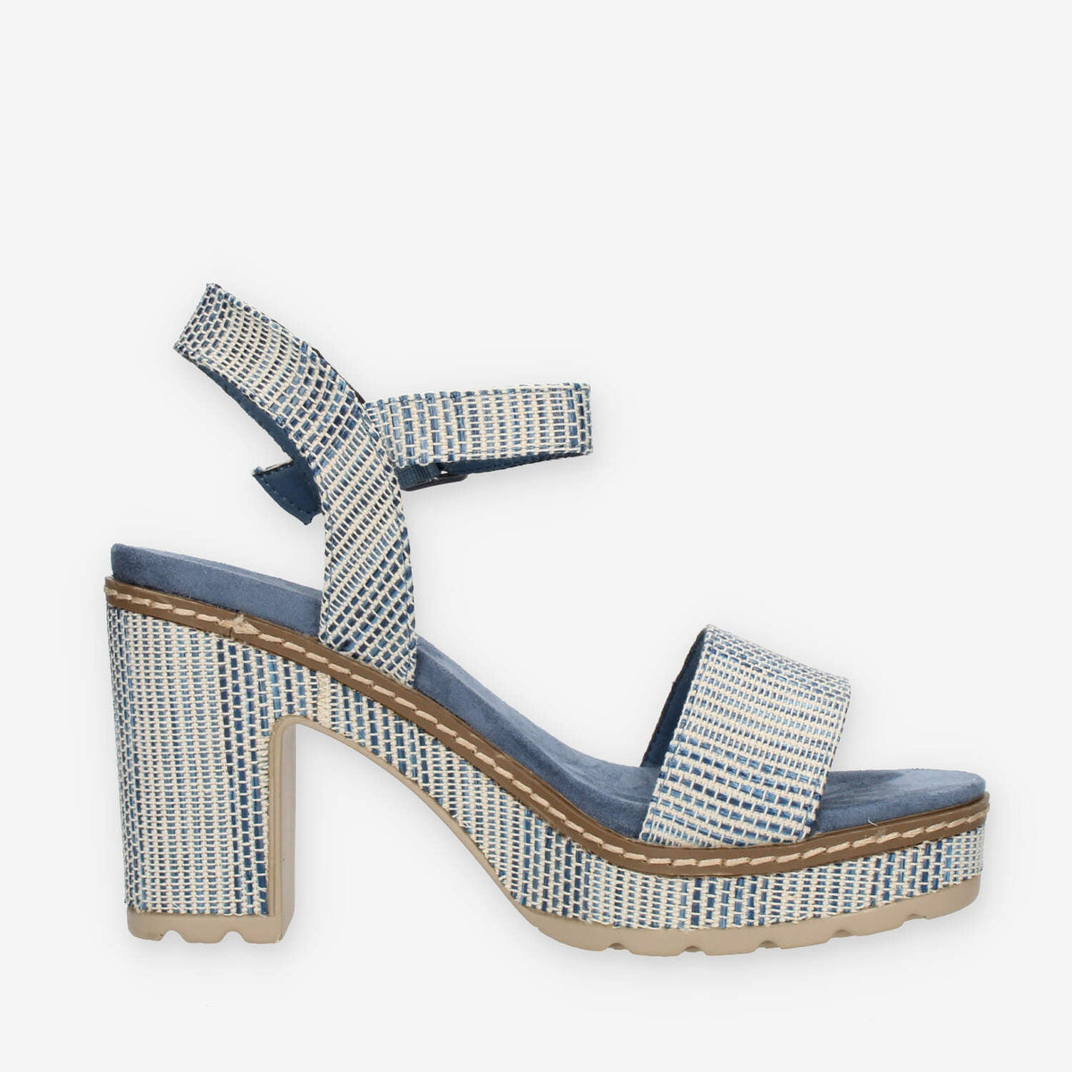 Refresh Sandali azzurri da donna con tacco e plateau rivestiti